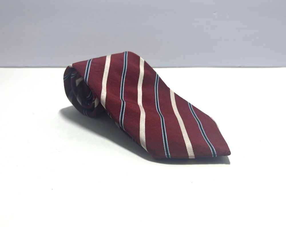 Banana Republic Men's Burgunday Maroon Striped 100% Silk Classic Necktie